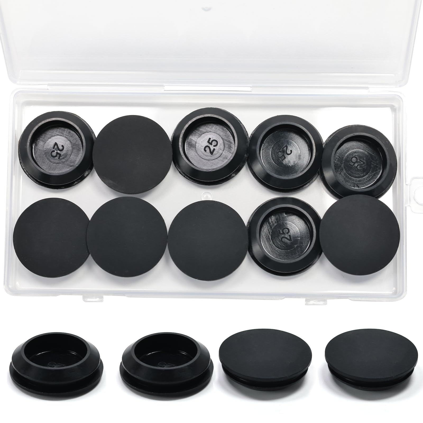 10 Pcs 25 mm Silicone Rubber Plugs for 25-27 mm (1"-1-1/16") Round Holes