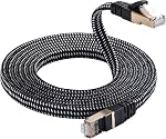 Cat 8 Ethernet Cable, DanYee Nylon Braided 10ft High Speed Network Cable LAN Cable Wires CAT 8 RJ45 Ethernet Cable Cord 3ft 10ft 16ft 26ft 33ft 50ft 66ft 100ft (Black 10ft)