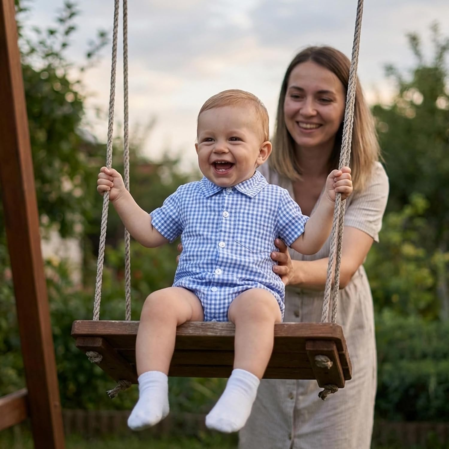 Newborn Baby Boy Clothes Gingham Short Sleeve Button Down Shirt Bubble Romper Plaid Collared Bodysuit Summer Outfit