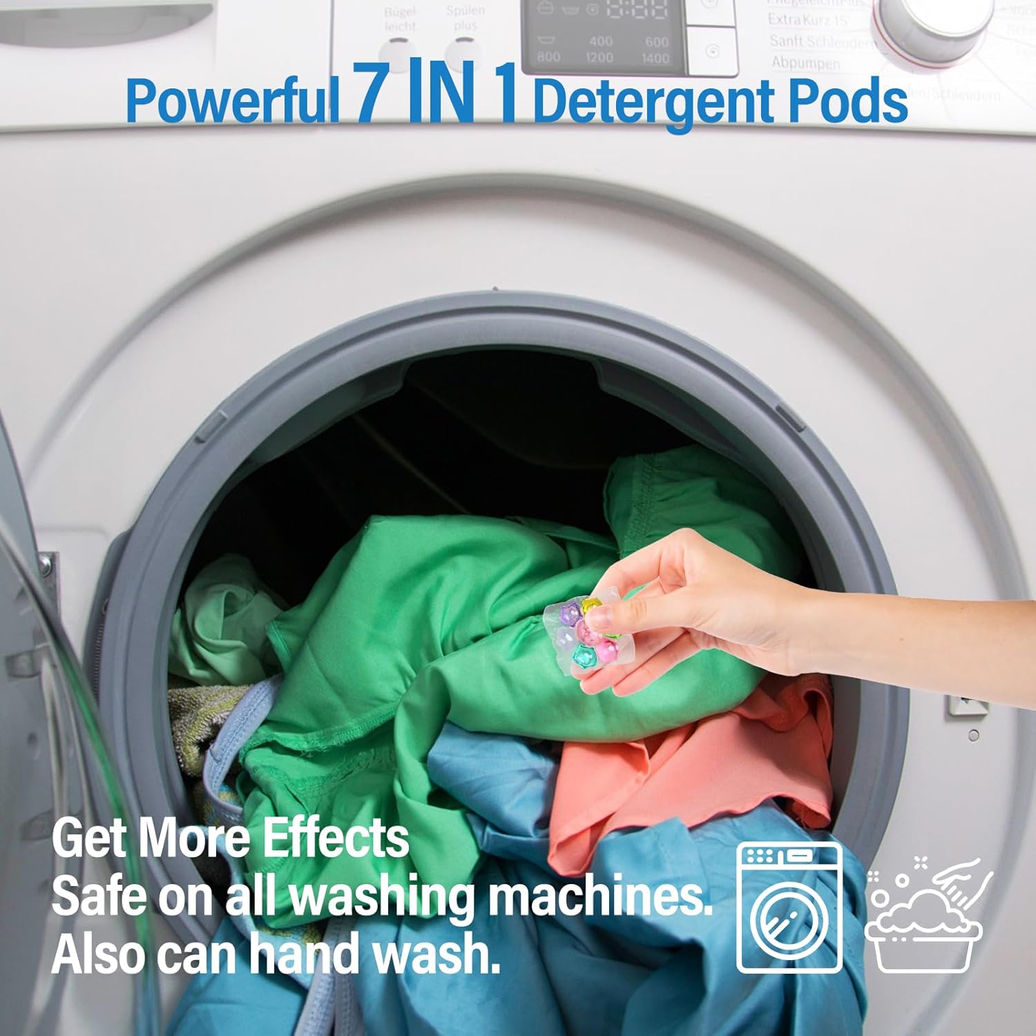 YUCO Laundry Pods Detergent 7-in-1 Super Cleaning PowerHypoallergenic & Ultra Concentrated Laundry Liquid Pods HE Compatible Washing Detergent with Long-Lasting Mixed Floral Fragrance 32 Loads