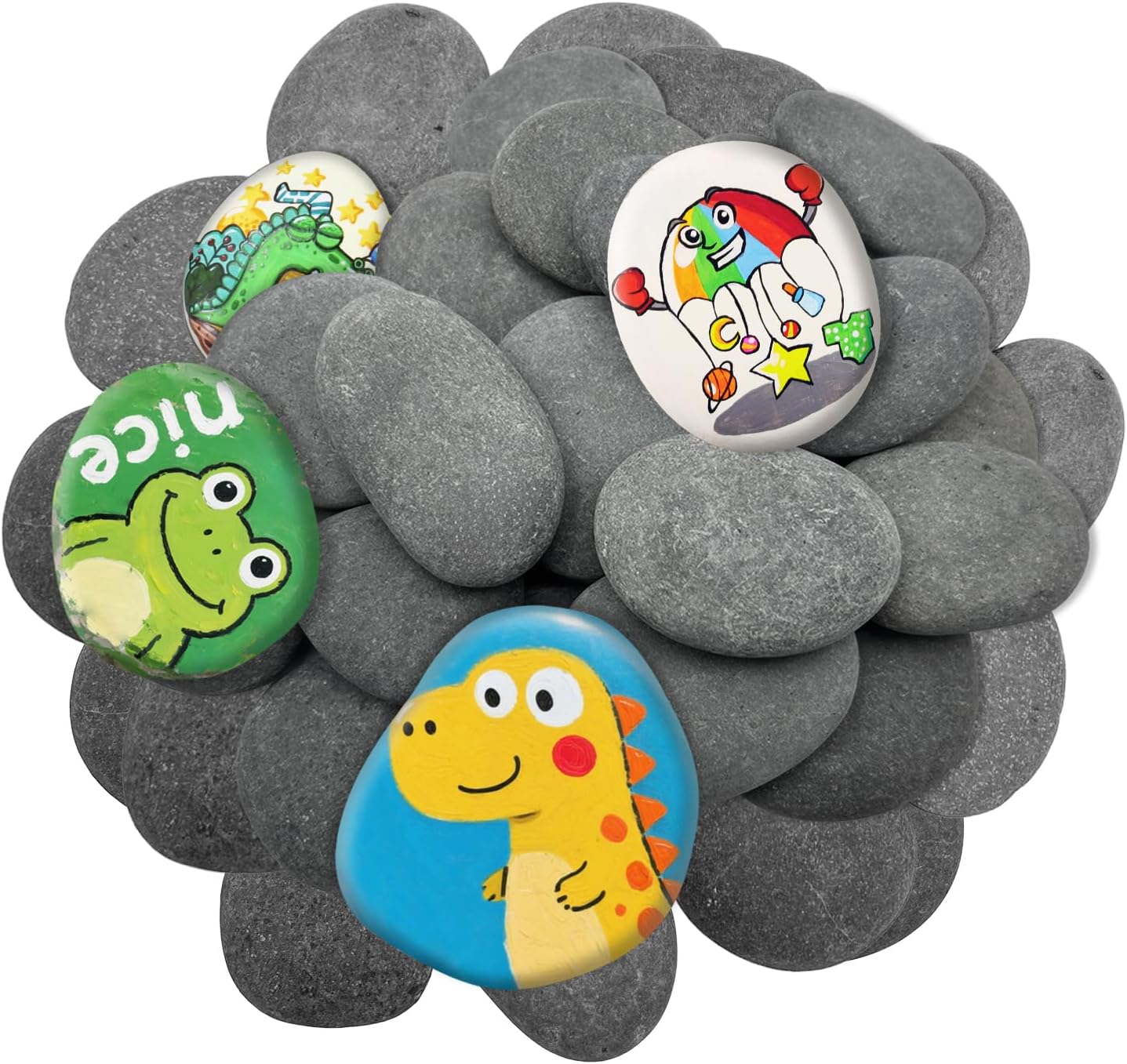 90PCS Large Painting Rocks, Natural River Rocks, 2-3 Inches Flat Rocks for Painting, Rock Painting for Kids, Stones for Arts & Crafting 90 2"-3"