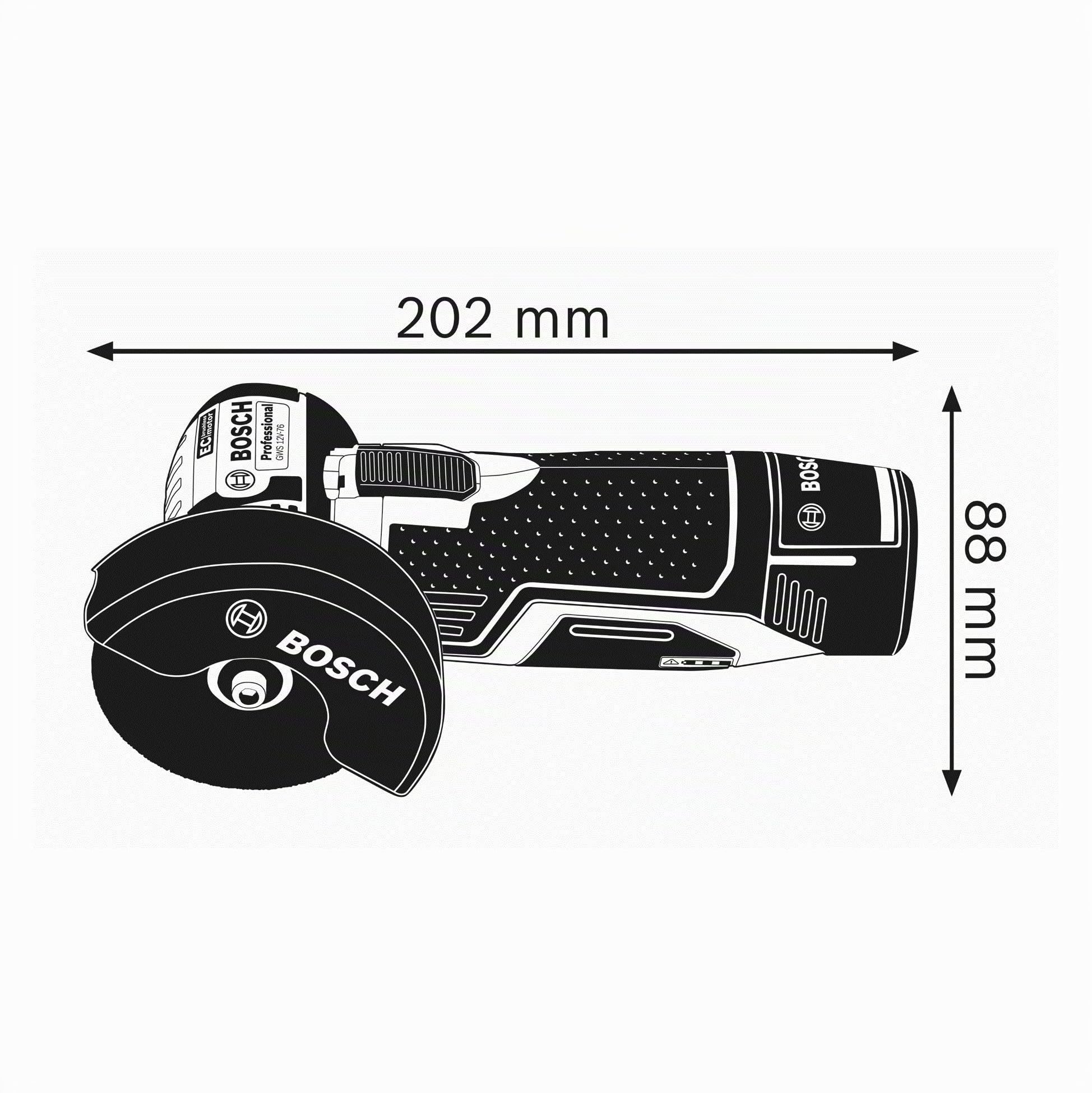 Bosch Professional 12V System amoladora angular a batería GWS 12V-76 (incl. 2 3.0Ah, cargador rápido GAL 1230 CV, 1 Carbide Multi Wheel, 2 discos de corte Expert for Inox, L-BOXX2)