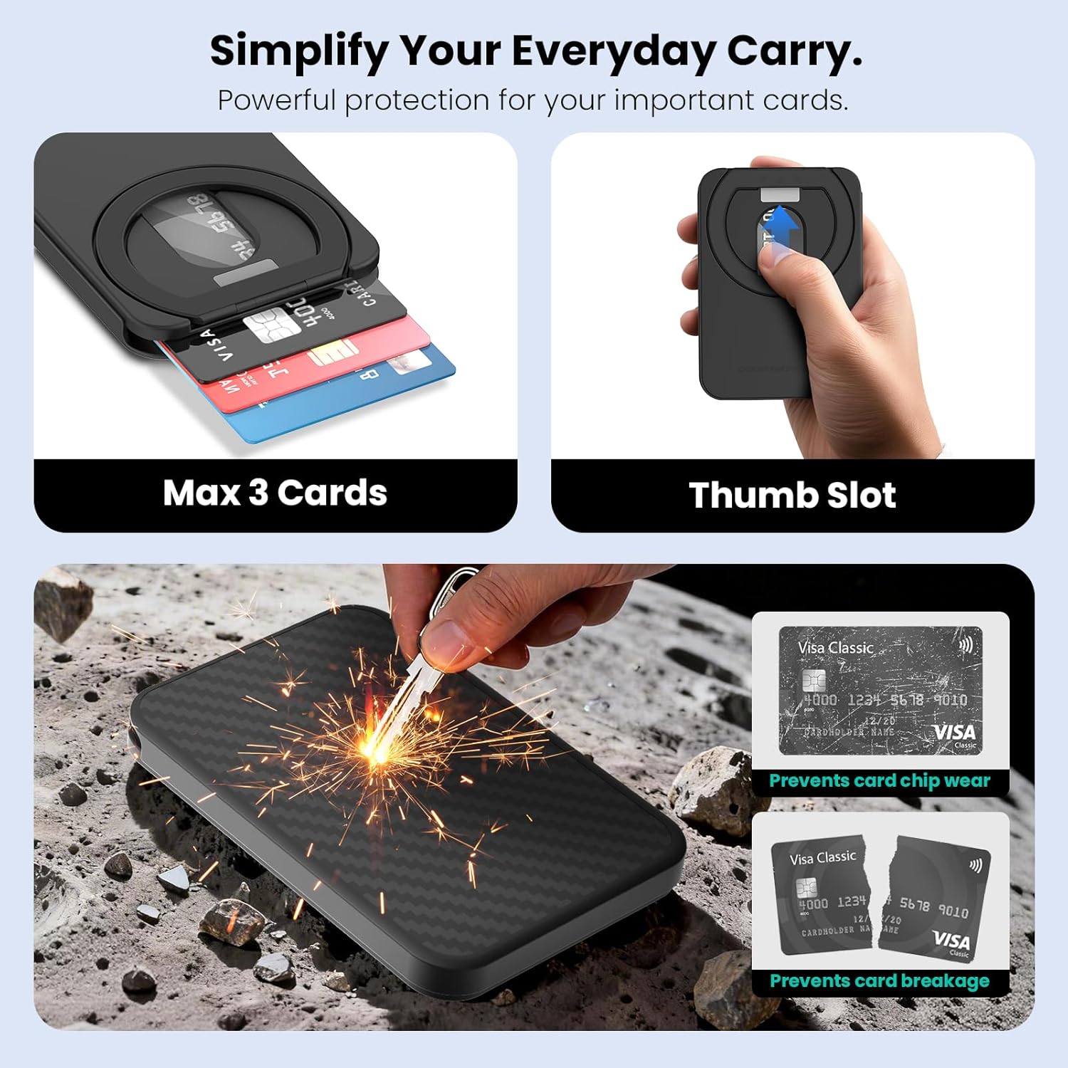 Nillkin for MagSafe Wallet with Stand, Upgraded Aramid Fiber, RFID Blocking, Holds up to 3 Cards, Heavy Duty Hardshell, Magnetic Phone Wallet for iPhone 17/16/15/14/13/12 Pro Max Pixel 10, Black