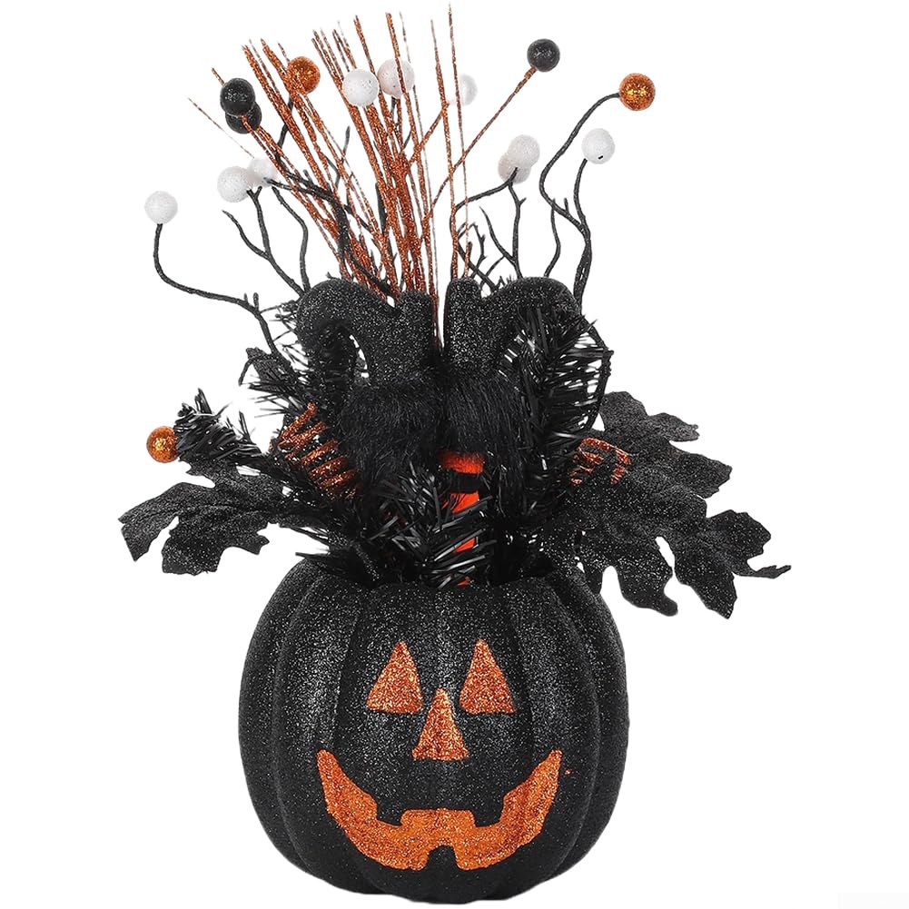 Calabaza Negra Halloween 38cm Plástico Realista Calabaza Negra
