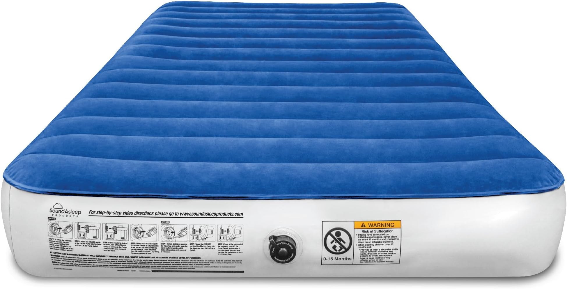 Camping Series Air Mattress with Eco-Friendly PVC - Included Rechargeable Air Pump - Twin Size
