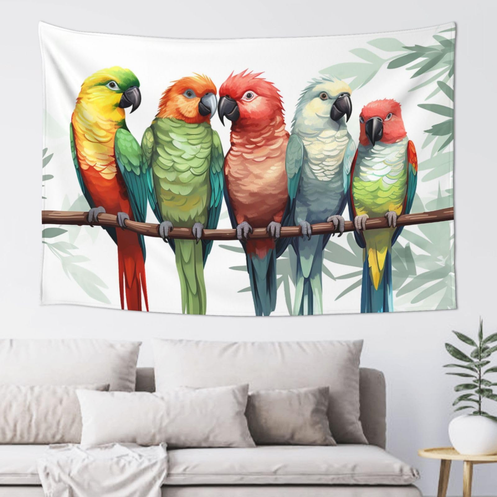 FodPand Colorful Parrots On Tree Tapestry for Bedroom Aesthetic, Wall Hanging Tapestries Art Decor Backdrop Wall Tapestry for Dorm Living Room Funny Poster Party Banner Background 40" X 60"