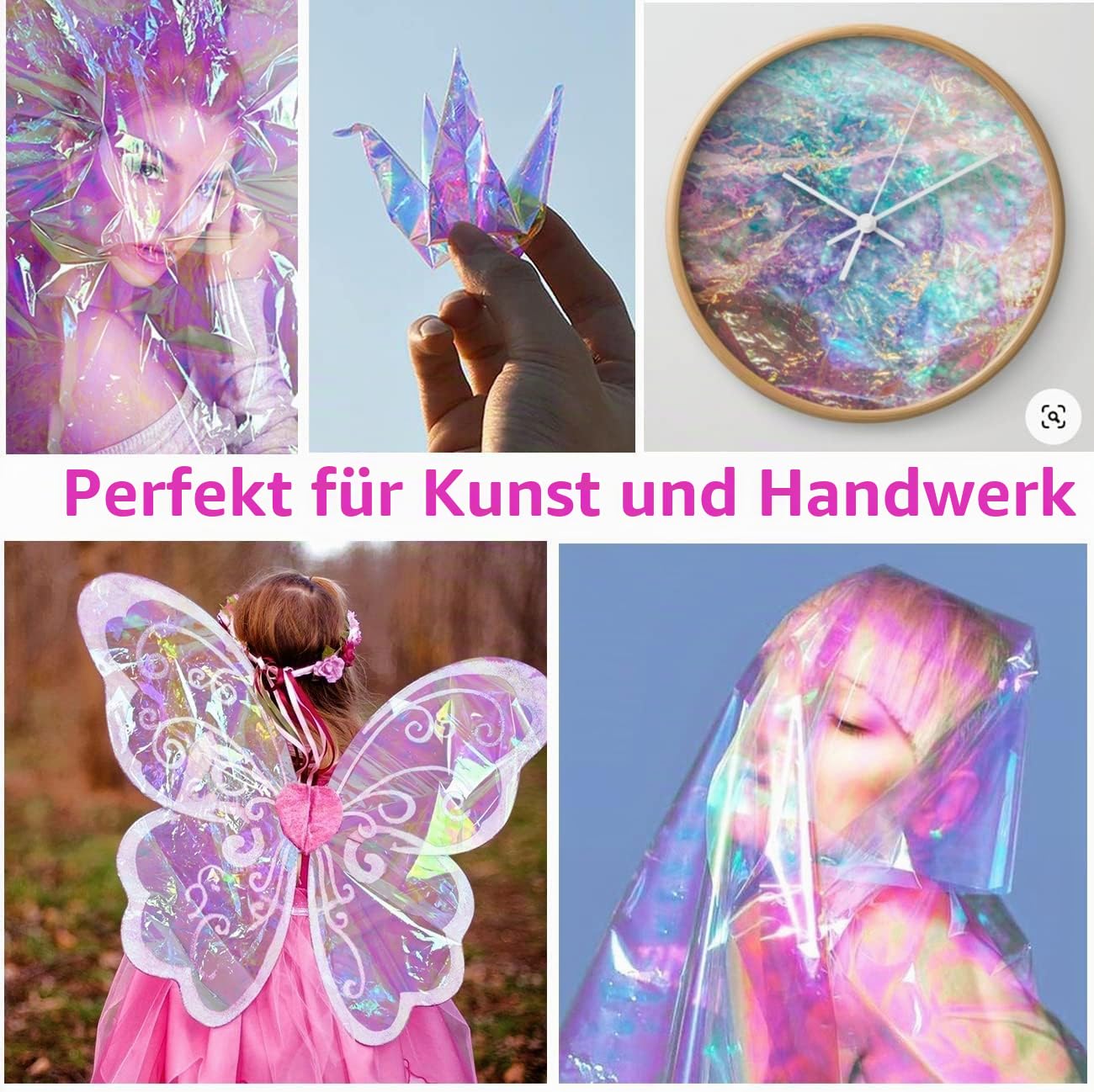 POPGIFTU Regenbogen-Muster Cellophan Rolle, Entfaltete Breite 86CM x 15M Schillerndes Filmpapier Geschenkpapier, für Hochzeit, Blumenstrauß, Geschenk, SüßigkeitenpaketKunst Handwerk