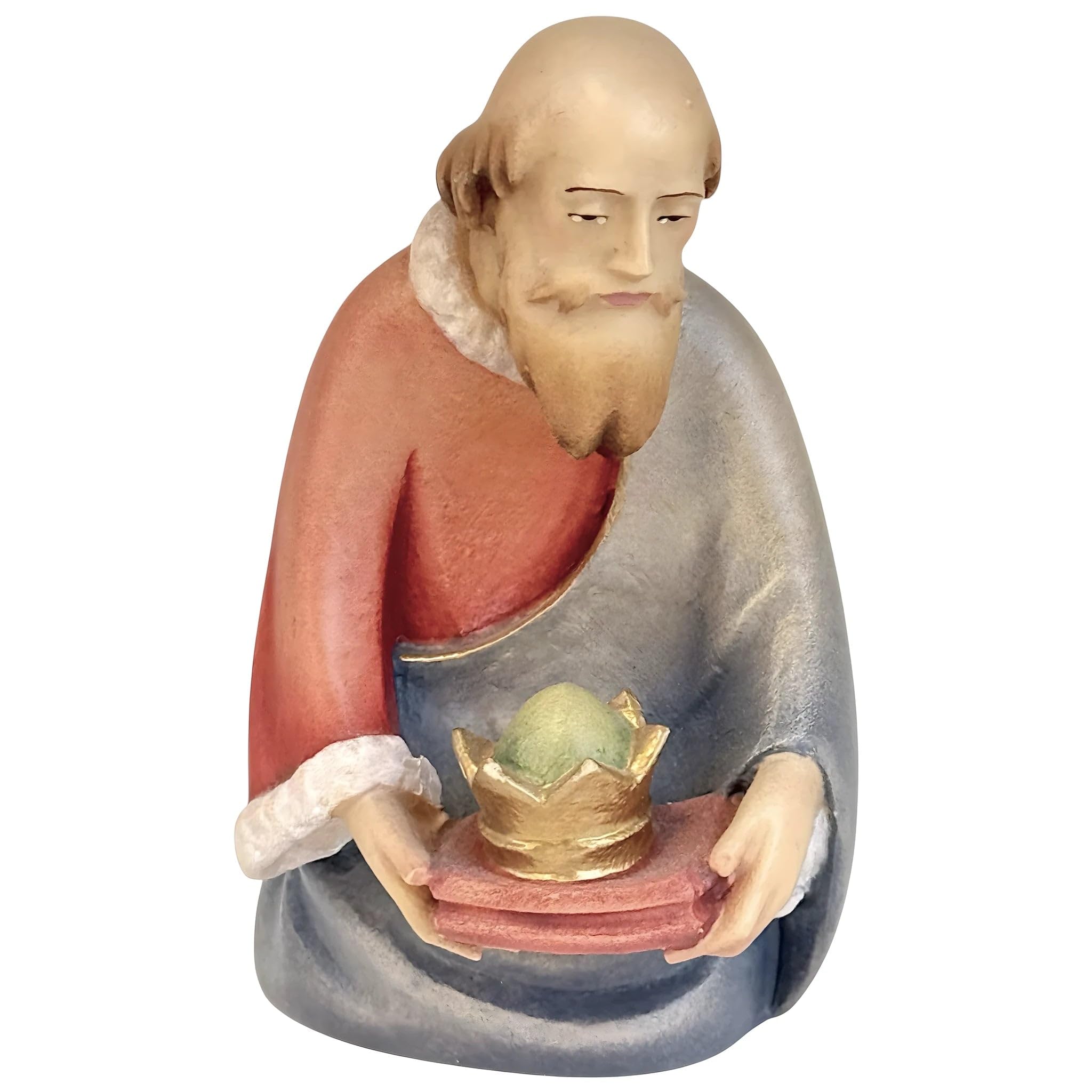 Figurine de crèche roi Baldassarre Dolphes en bois naturel 8 cm