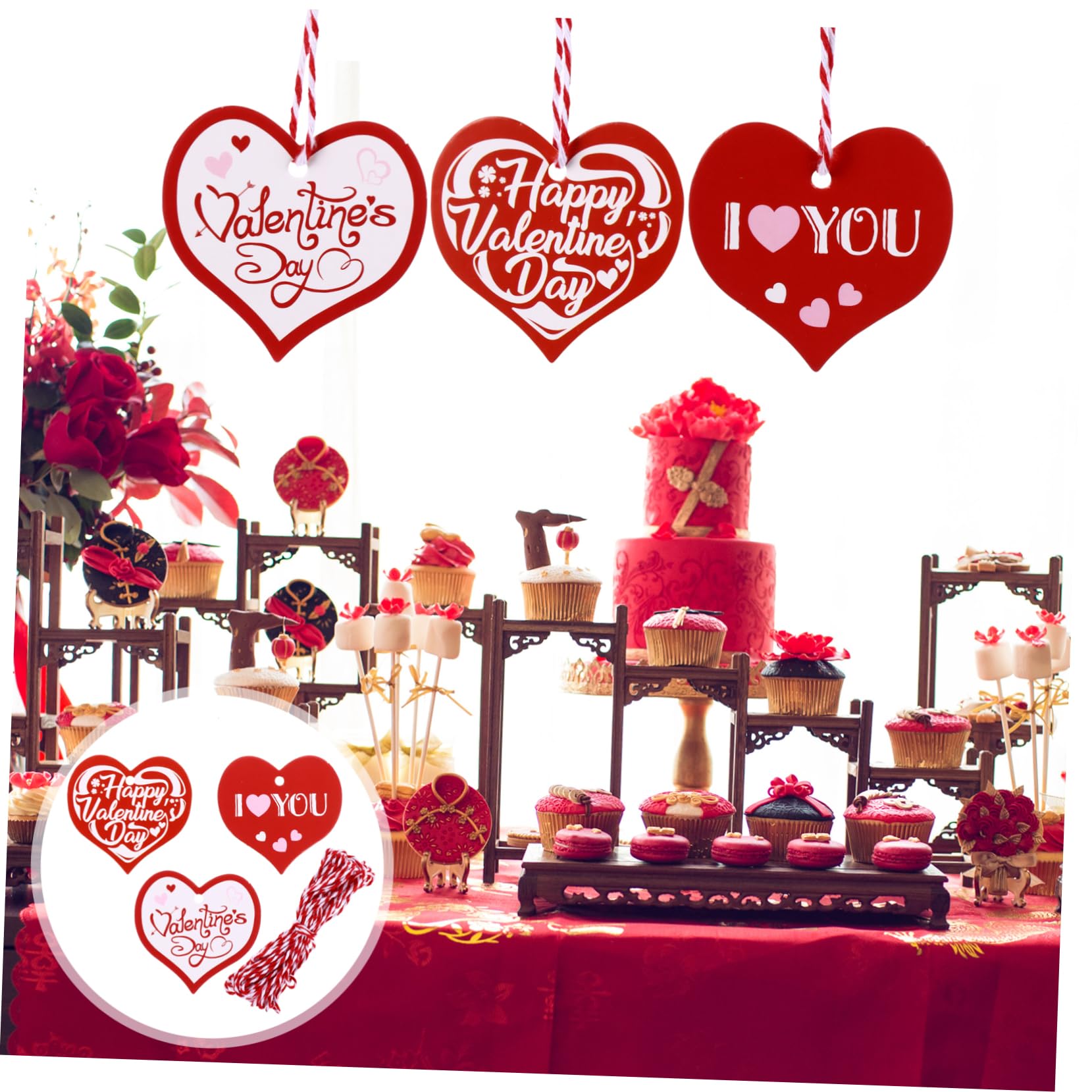 Amazon | GLEAVI 3個 3個 150個 ハートタグ バレンタインラベル ハート  