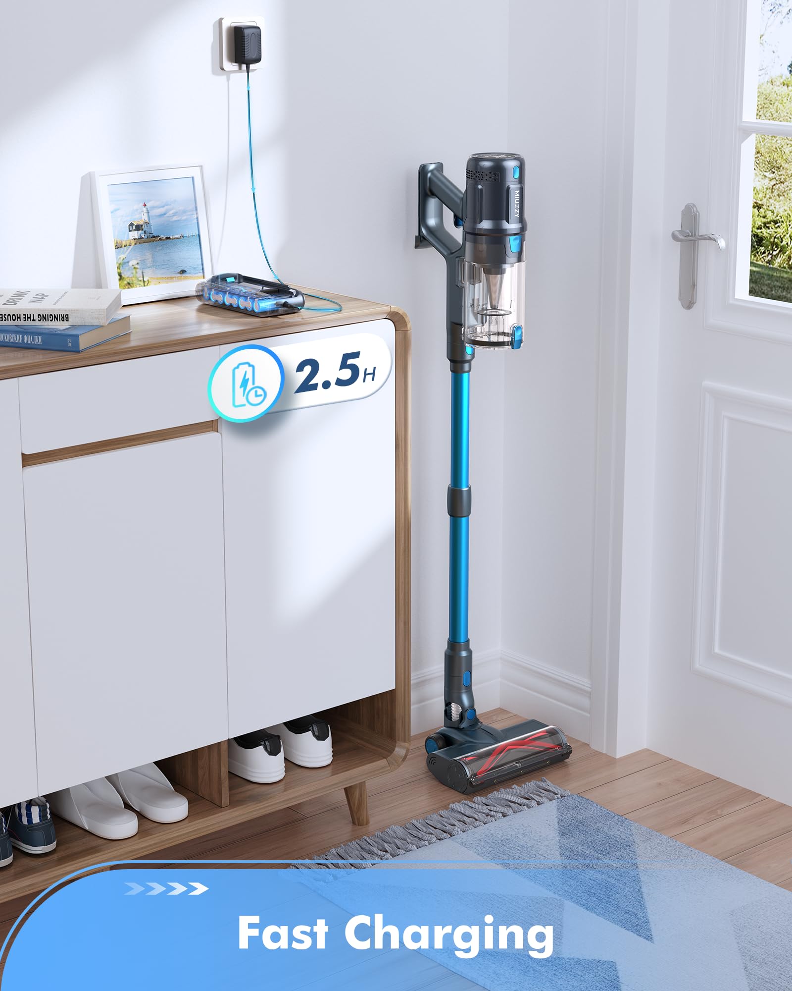 MIUZZY Battery for M244 Cordless Vacuum, 29.6V, Up to 60 Minutes Run Time, Red