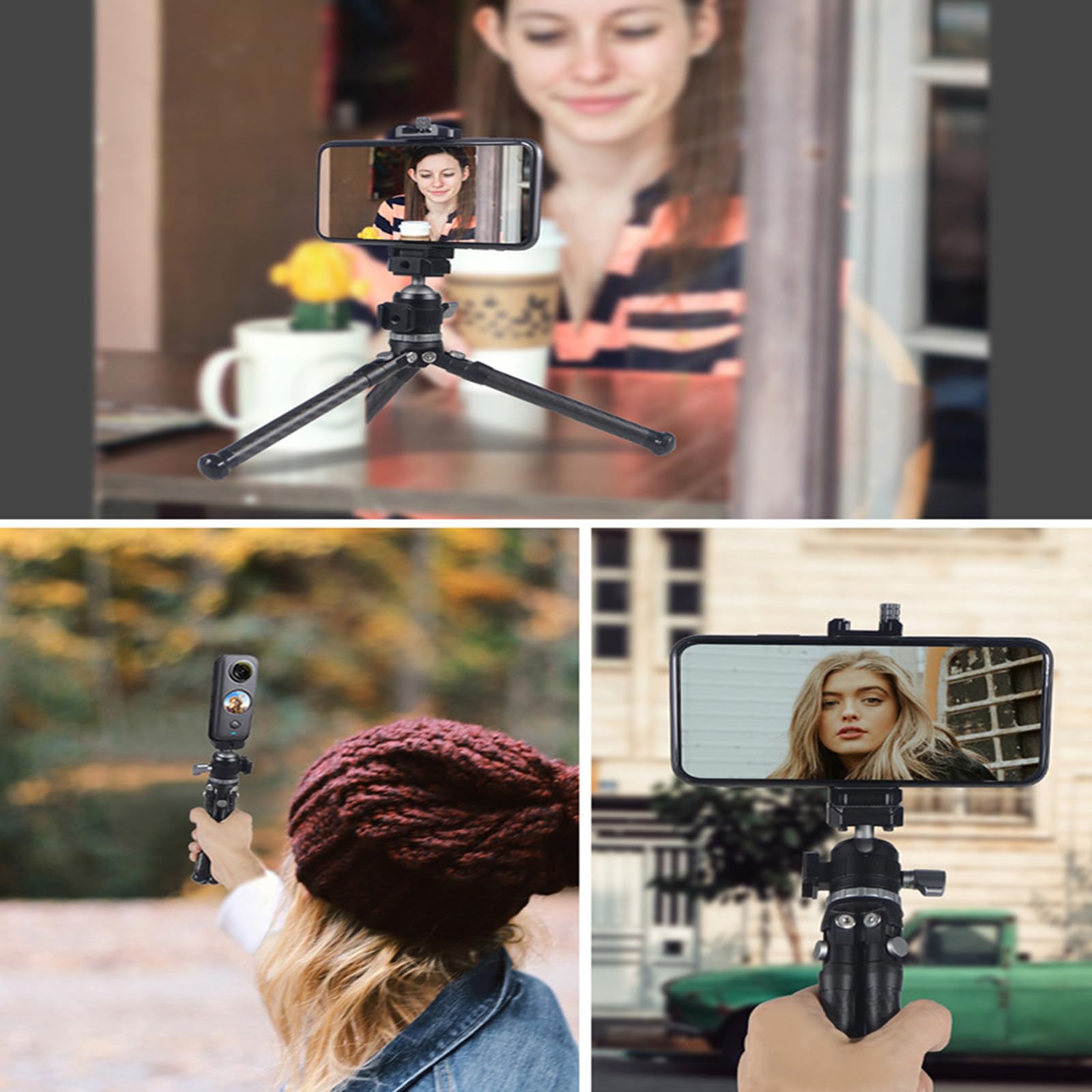 Ergonomiczny metalowy statyw do aparatu telefonu DSLR gwint 1/4 cala lekki regulowany przenośny stojak DSLR stojak