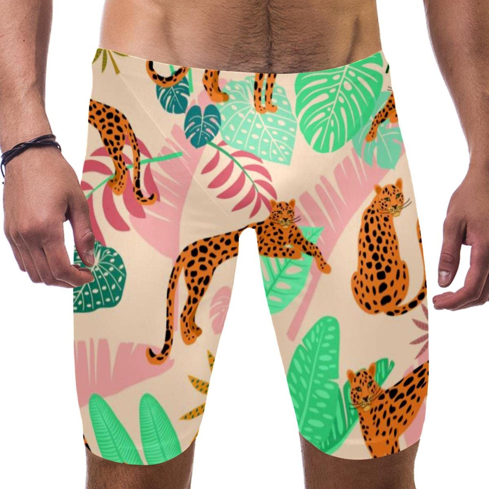 Traje de baño de leopardo para hombre tipo swim jammers racing training 7