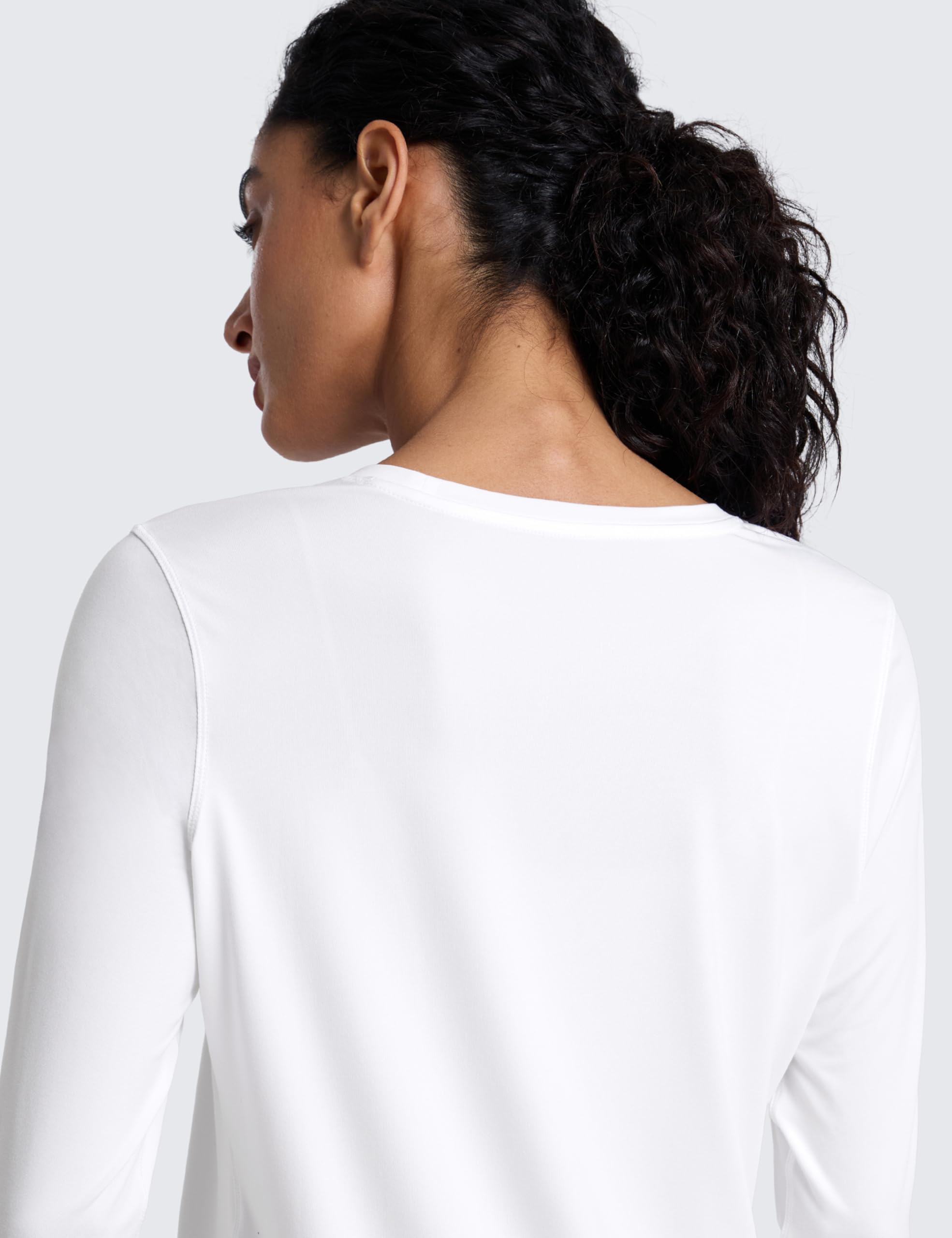 CRZ YOGA Ligero Top Manga Larga Cuello Redondo | Entrenamiento, Absorbe Humedad, Corte Clásico, Longitud Cadera, Detalles Reflectantes, Camisas para Mujer