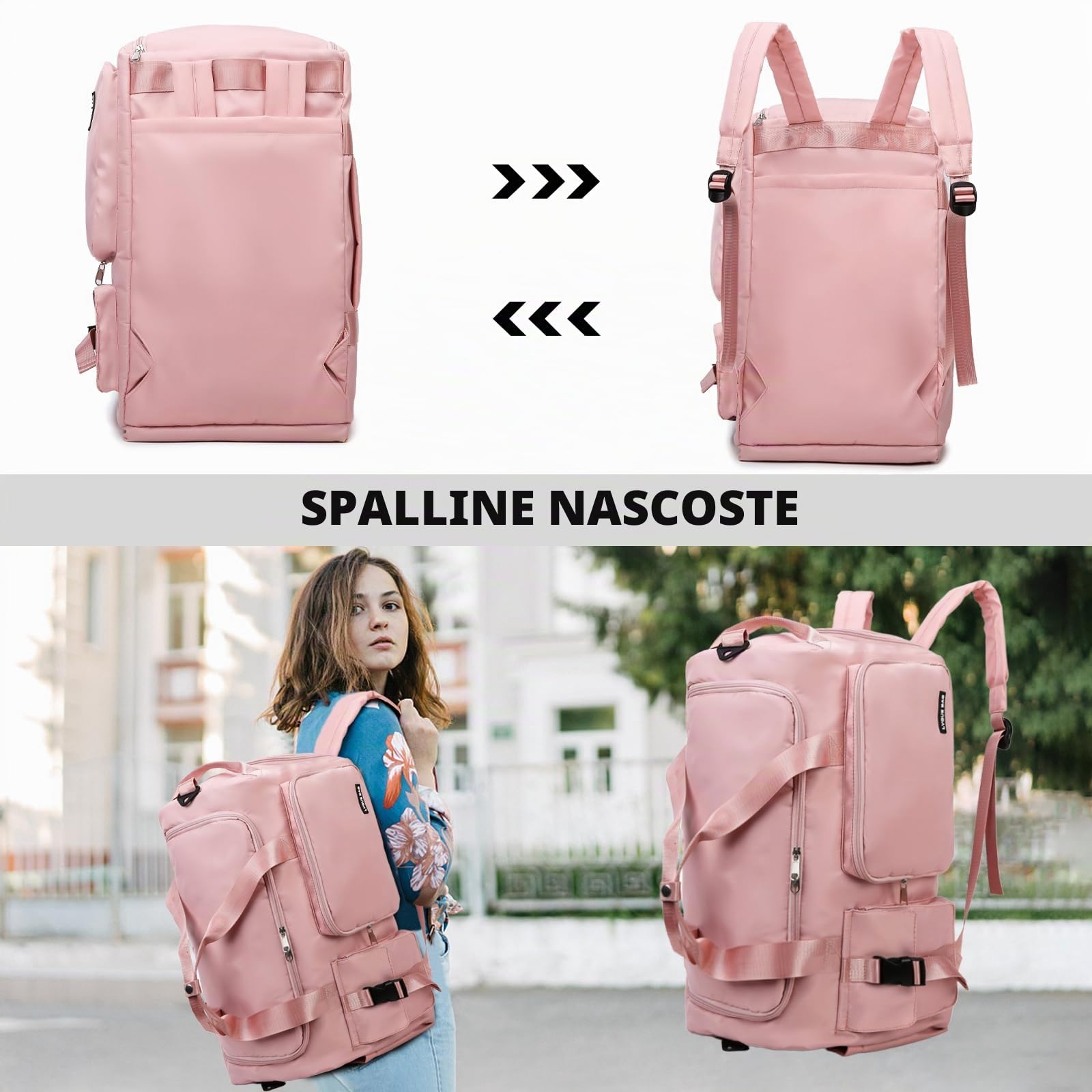 Suweir Borsa Palestra Donna Uomo Borsa Piscina 42L Zaino Palestra con Porta Scarpe e Tasca Umida Impermeabile Borsone Gym Duffel Bag da viaggio, per sport, fitness, il campeggio