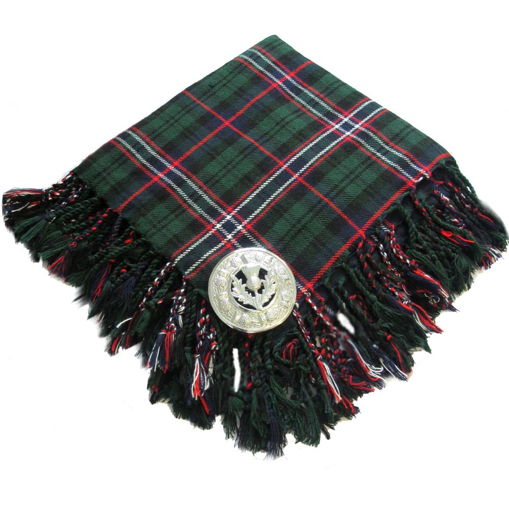Tartanista Scottish Kilt Fly Plaid 44" x 44" Thistle Brooch - Men's Adult Scottish Kilt Fly Plaid