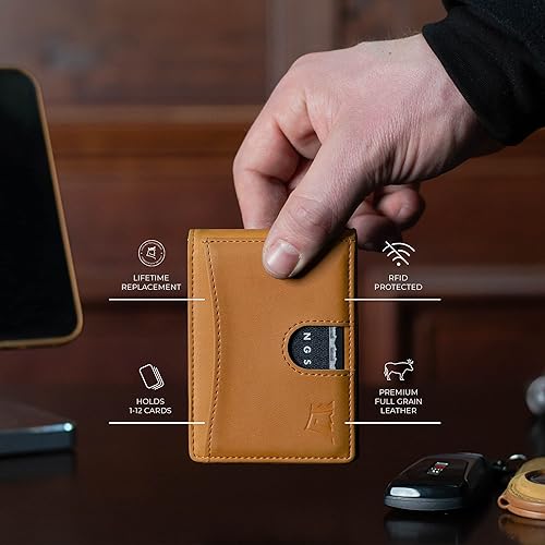 Miniatura 7 de Kings Loot Carteras personalizadas para hombres delgadas Cartera de cuero grabada para hombres personalizada con clip para dinero Cartera