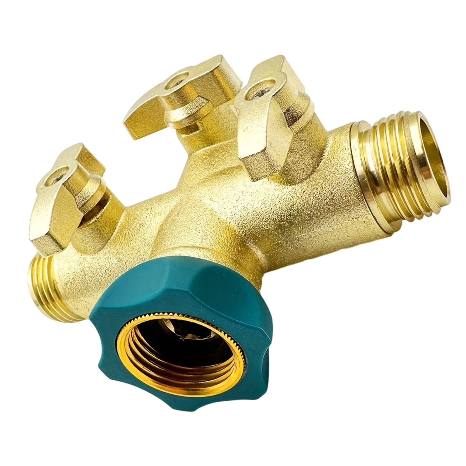 Triplicate Outlet Bronze Water Splitter Highlighting Impermeable Plan and Replacement Gaskets for Hose Arrangements Bronze Water Redirector