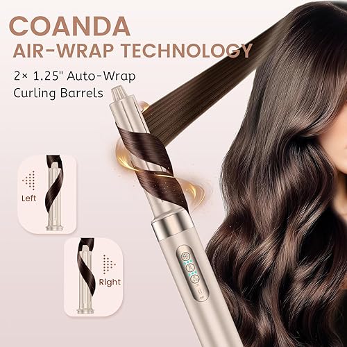 Miniatura 5 de Juego de cepillos para el cabello y secador de pelo 8 en 1 de alta velocidad  110,000 RPM Ionic Hot Air Styler con rizadores de aire automáticos,