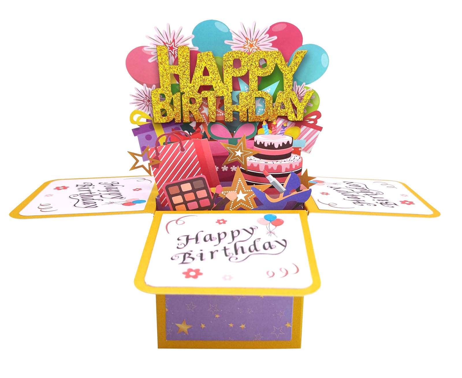 scicent Birthday Card, Large 3D Pop Up Greeting Card with Cake Birthday Gifts for Women Girl Sister Mom Daughter Kids (Birthday)