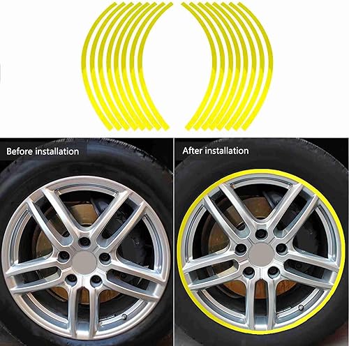 Miniatura 4 de Adhesivo reflectante a rayas para llanta de 16 a 19 pulgadas, tamaño universal de llanta de automóvil, motocicleta, rueda reflectante, cinta