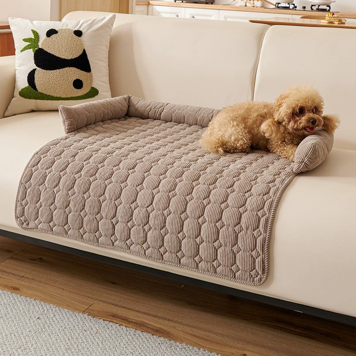 TALCON Calming Pet Dog Sofa Bed, Washable Couch Cover Furniture Protector for Medium Small Dogs and Cats, Dogs Bed Mat Sofa Blanket with Non-slip Bottom (Coffee,75x75cm)