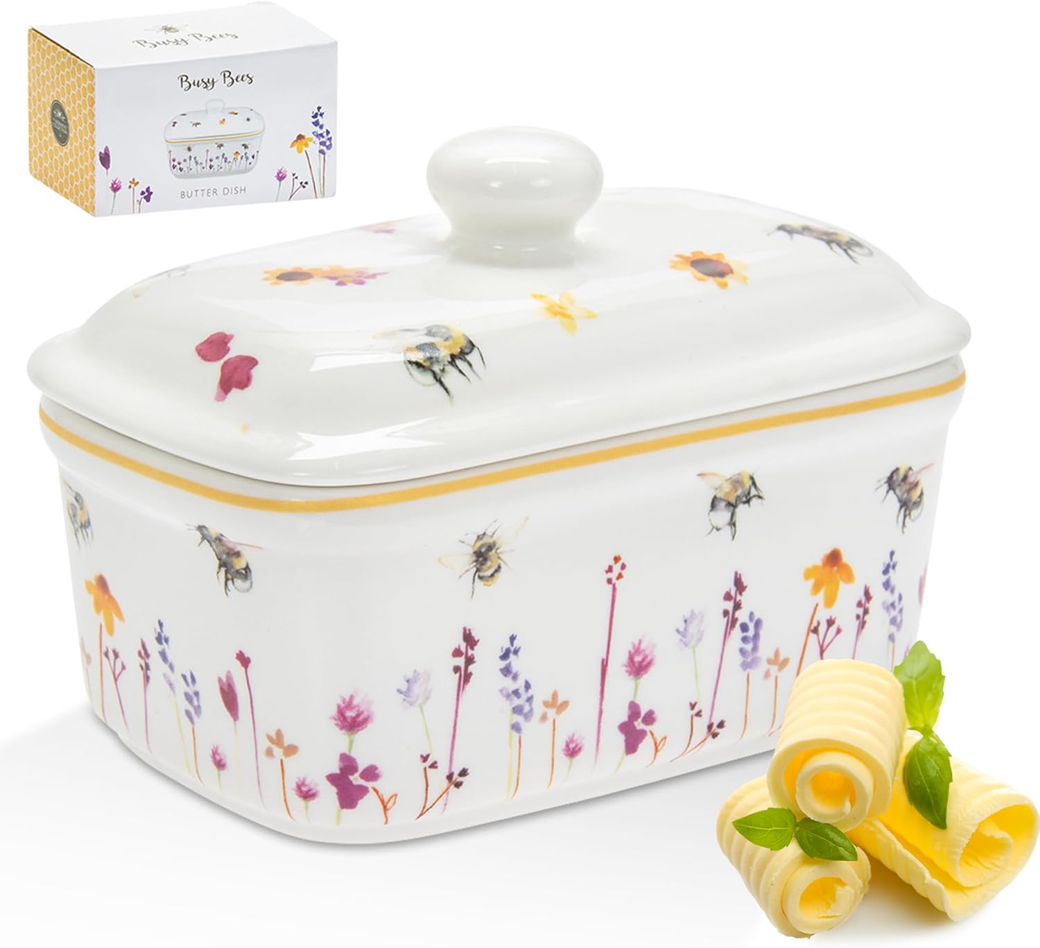 Jennifer Rose Gallery Honey Bee Butter Dish with Lid