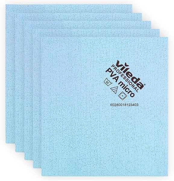 Vileda Profesional 235385 Bayetas Microfibra Azul, 38 x 35cm, 5 Unidades ( Paquete de 1) - 1