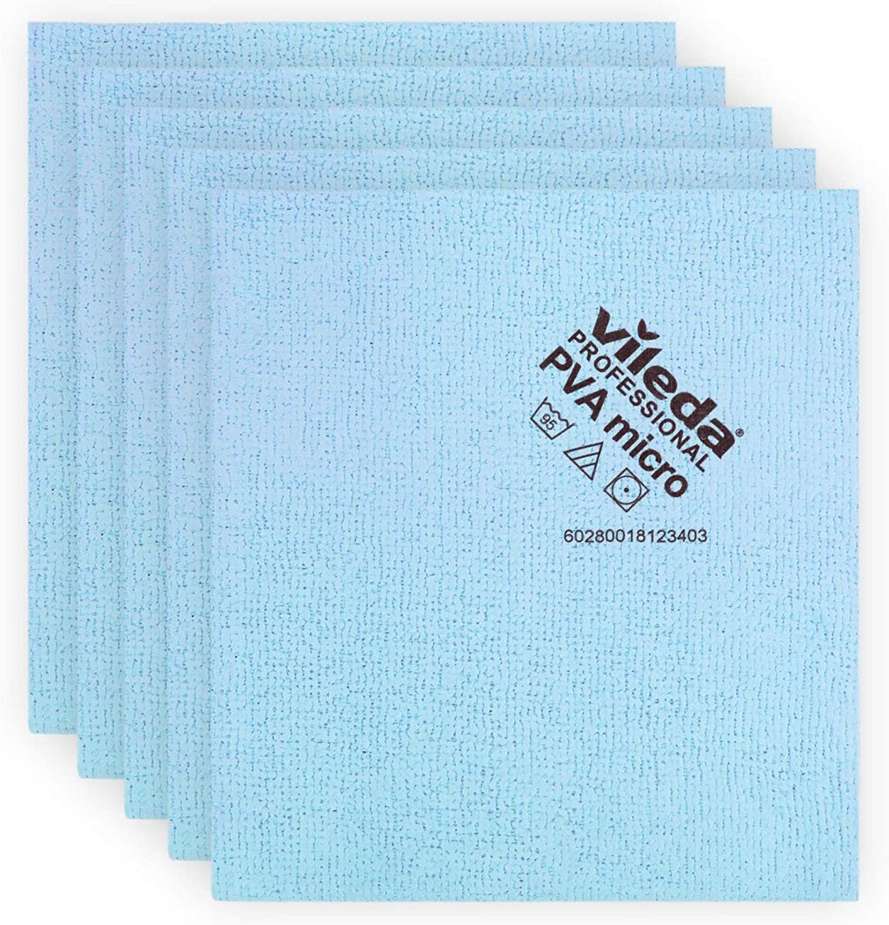 Vileda Professional PVA Microfiber Cloth All Purpose Cleaning Shammy Synthetic Chamois Towel Smooth Absorbent Materials 5 Pack Blue