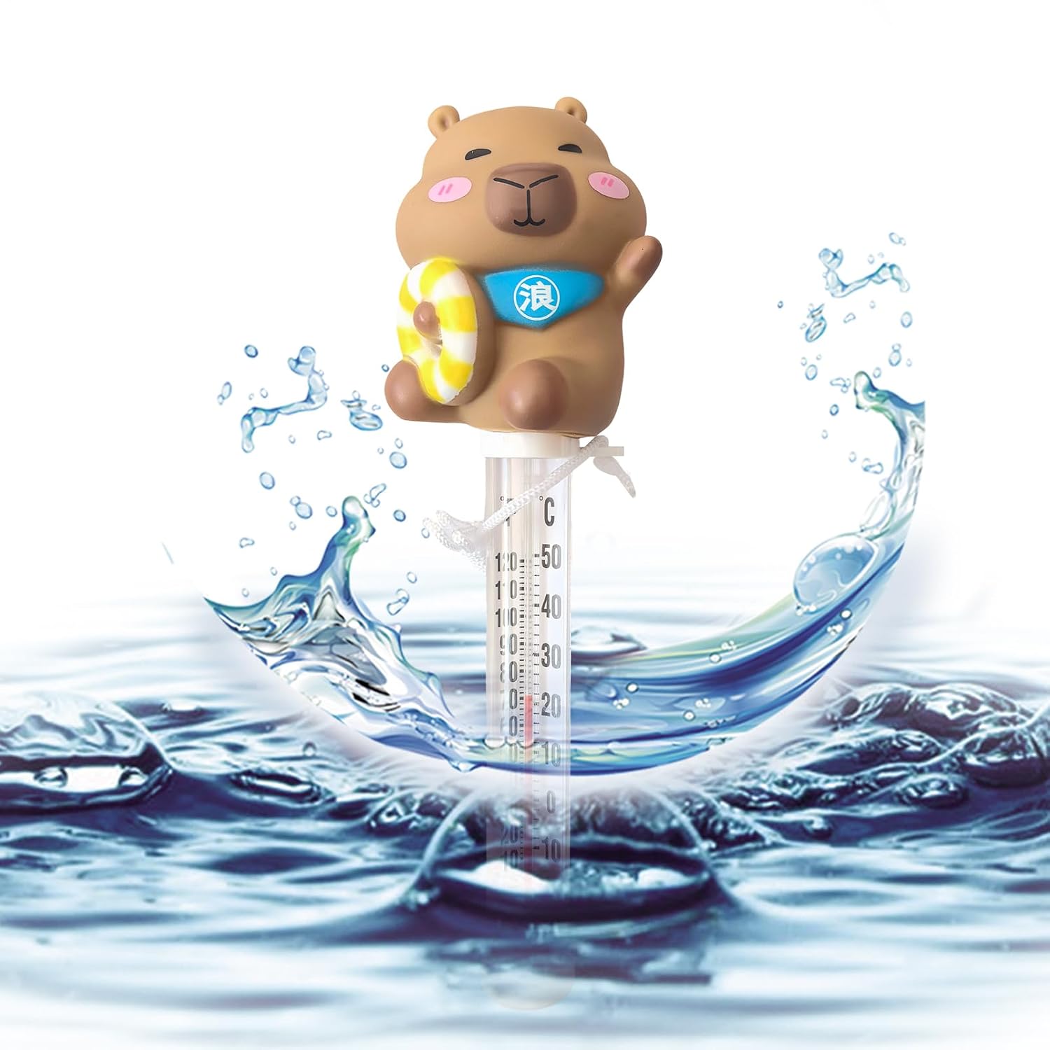 Temp Gauge,with String Accurate Waterproof - Funny Swimming Pool Test Water Gauge,for Indoor Outdoor Home Pool Spa Hot Tub Bathtub Pond River Kids Boys Girls