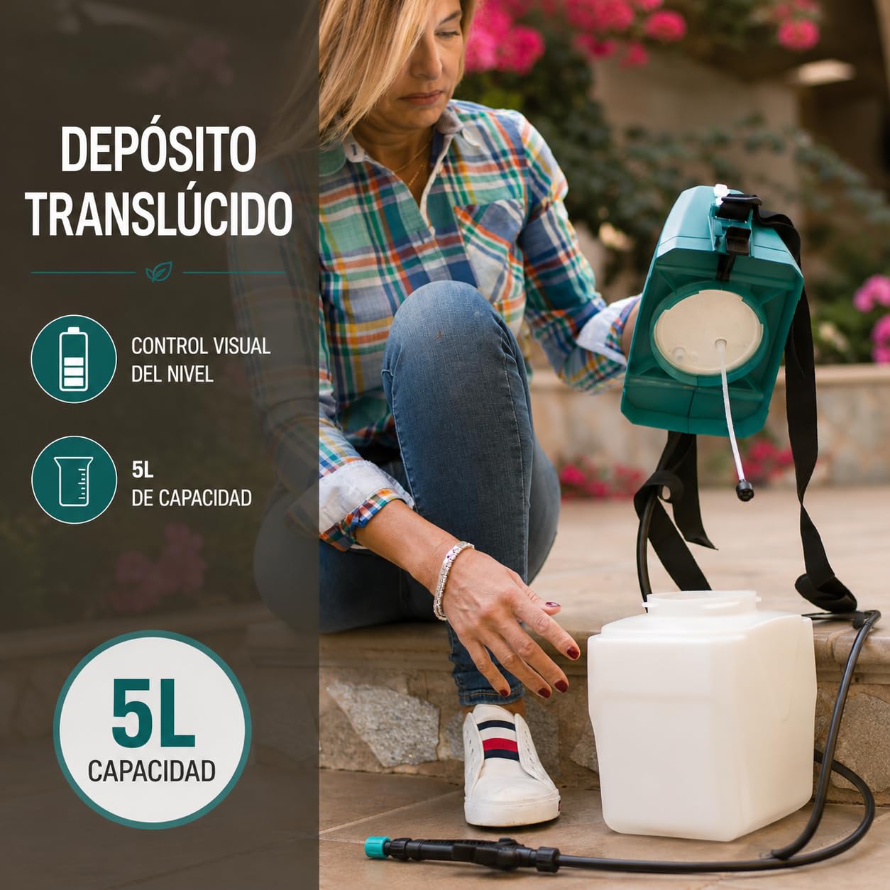 Keeper Opryskiwacz elektryczny do ogrodu Forest 5. Bateria litowa Ładowanie przez USB. Wskaźnik światła. Regulowana dysza. 120min Autonomia.5L