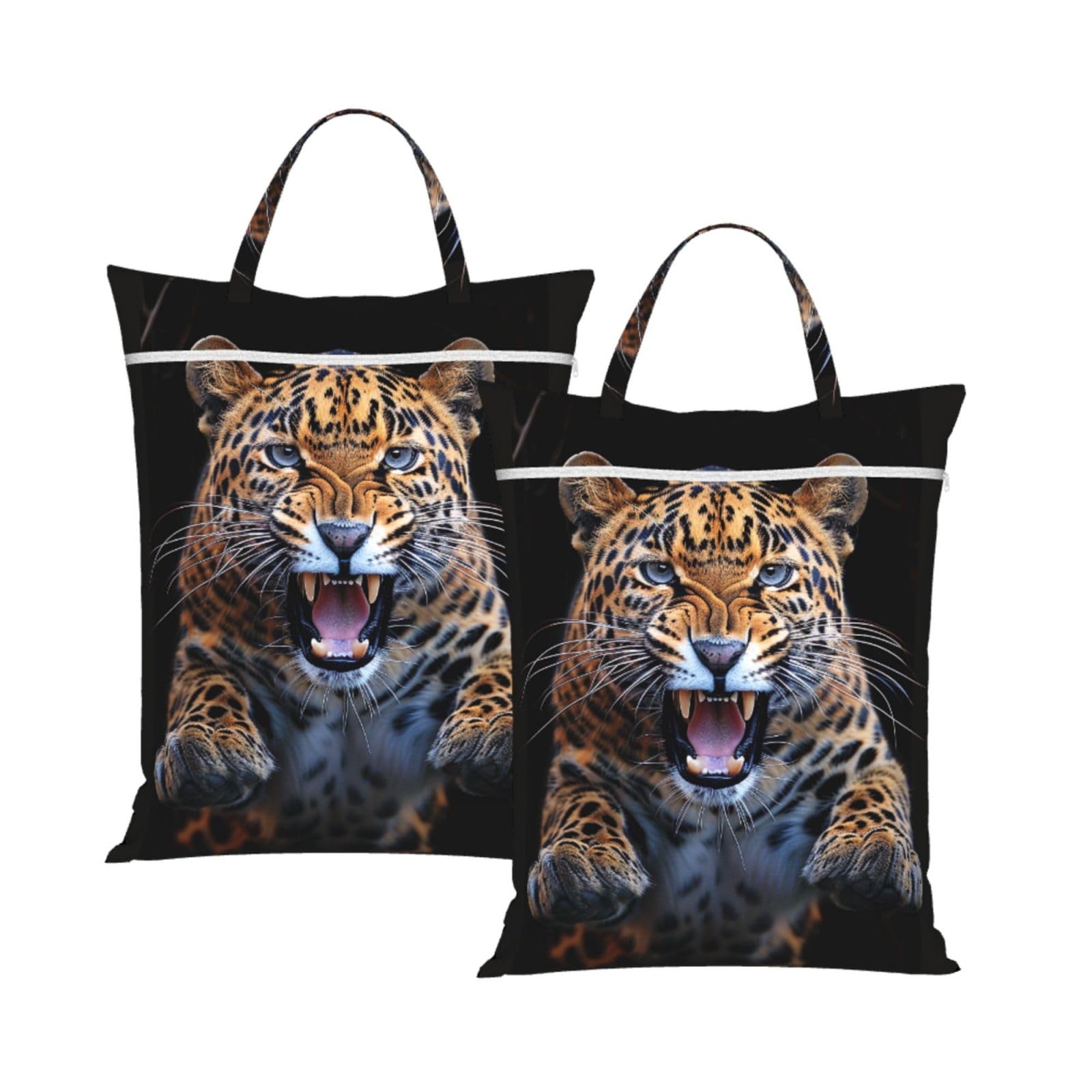 Large Travel Laundry Bags,Cute Leopard Print with Handle Foldable Laundry Bag for Holidays Gym Swimming and Family Trips, 2Pcs