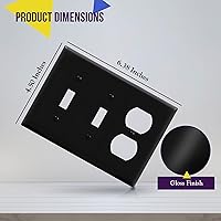 Vista 2 de ENERLITES Placa de pared combinada de triple banda, interruptor de palanca doble/placa de cubierta de receptáculo dúplex individual, tamaño estándar