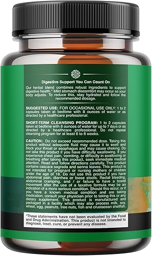 Vista 2 de Cápsulas laxantes herbales con probióticos – píldoras laxantes naturales para limpiar el colon y apoyar el sistema digestivo con polvo de cáscara