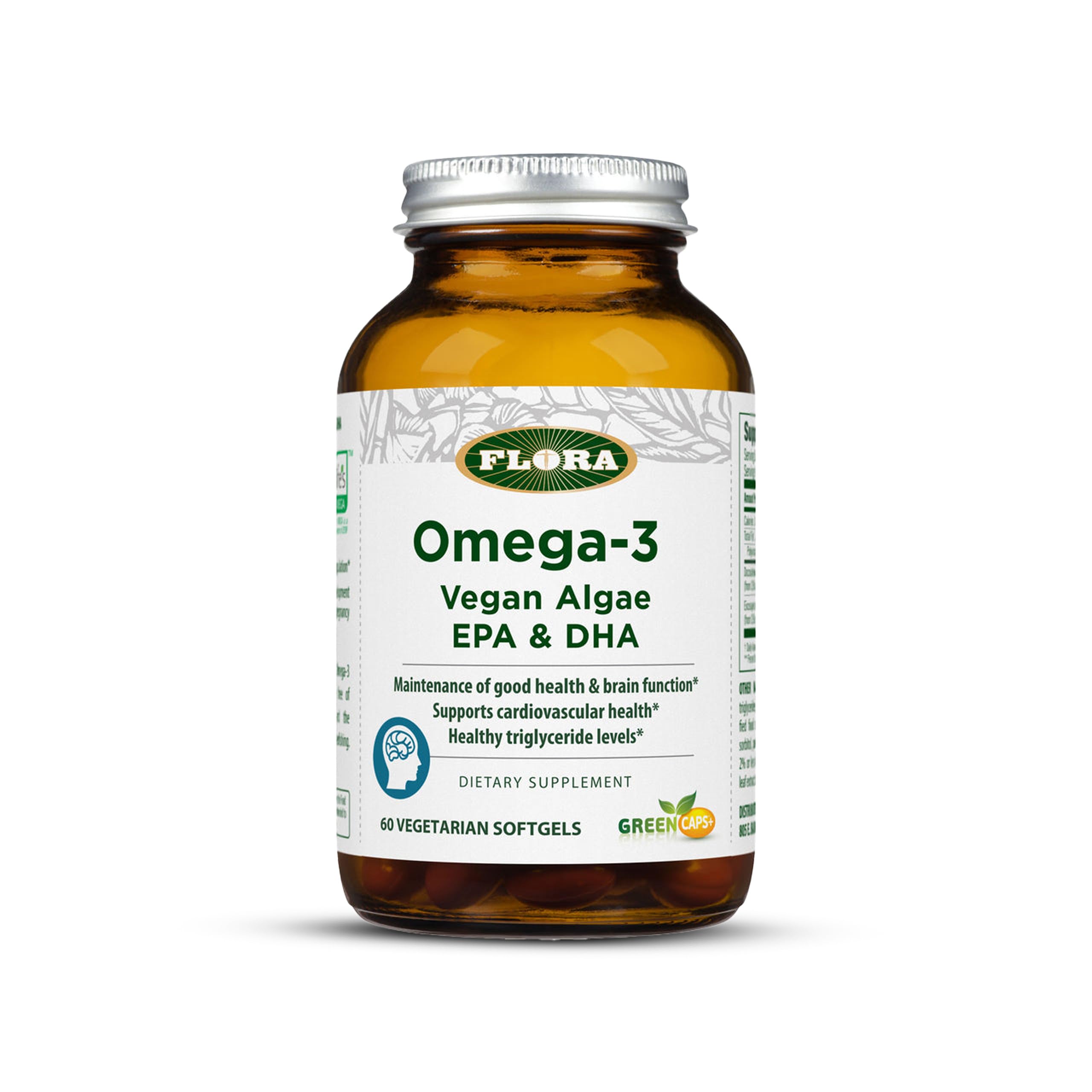 FloraHealth Vegan Algae EPA & DHA Omega-3, Heart Health, 60 GreenCaps