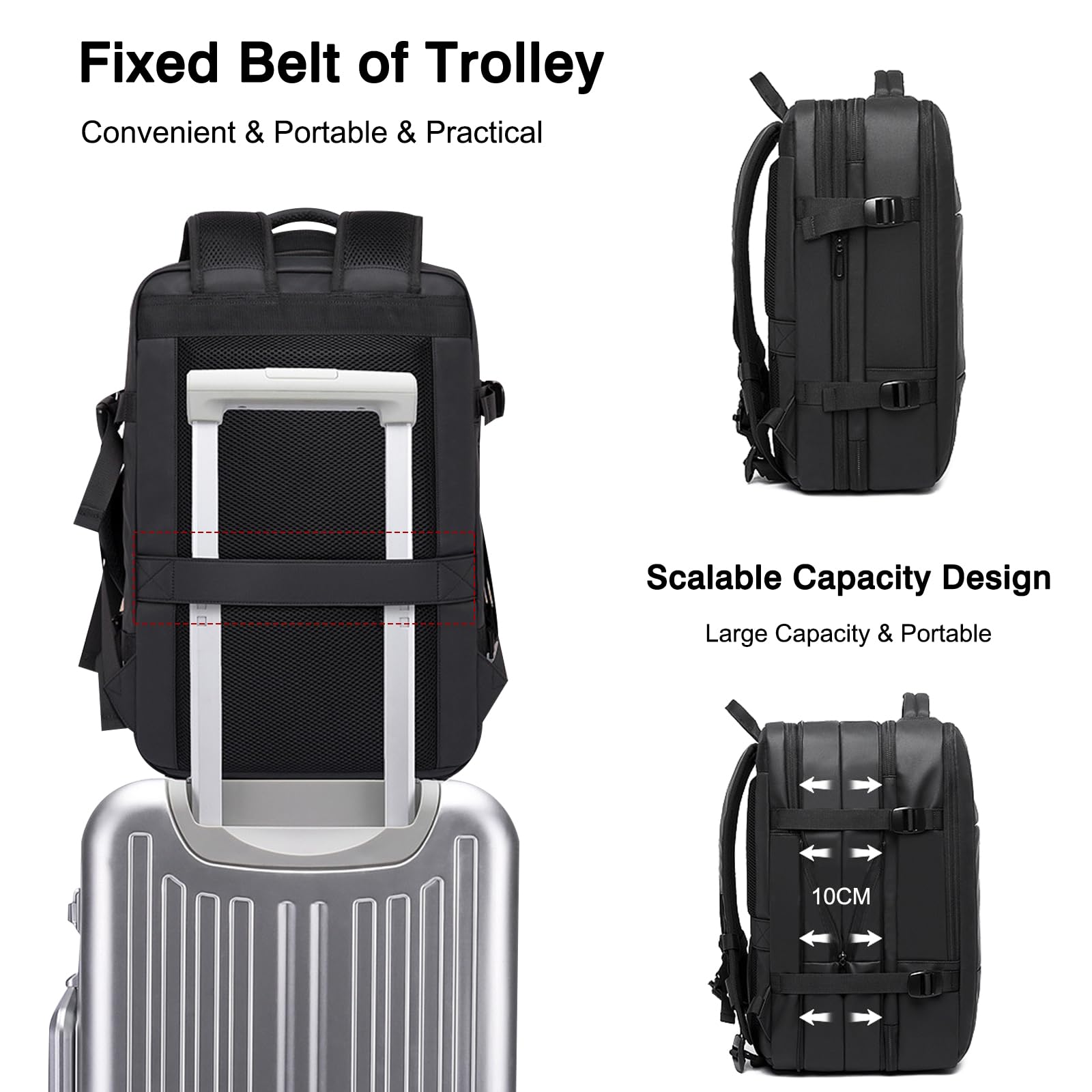 FANDARE Mochila Hombre Mochila Portatil 17 Pulgadas Mochila Impermeable Mochila de Senderismo Mochila con Puerto de Carga USB Bolsos Bandolera para Negocio Trabajo Viaje Escolares Mochila Negro