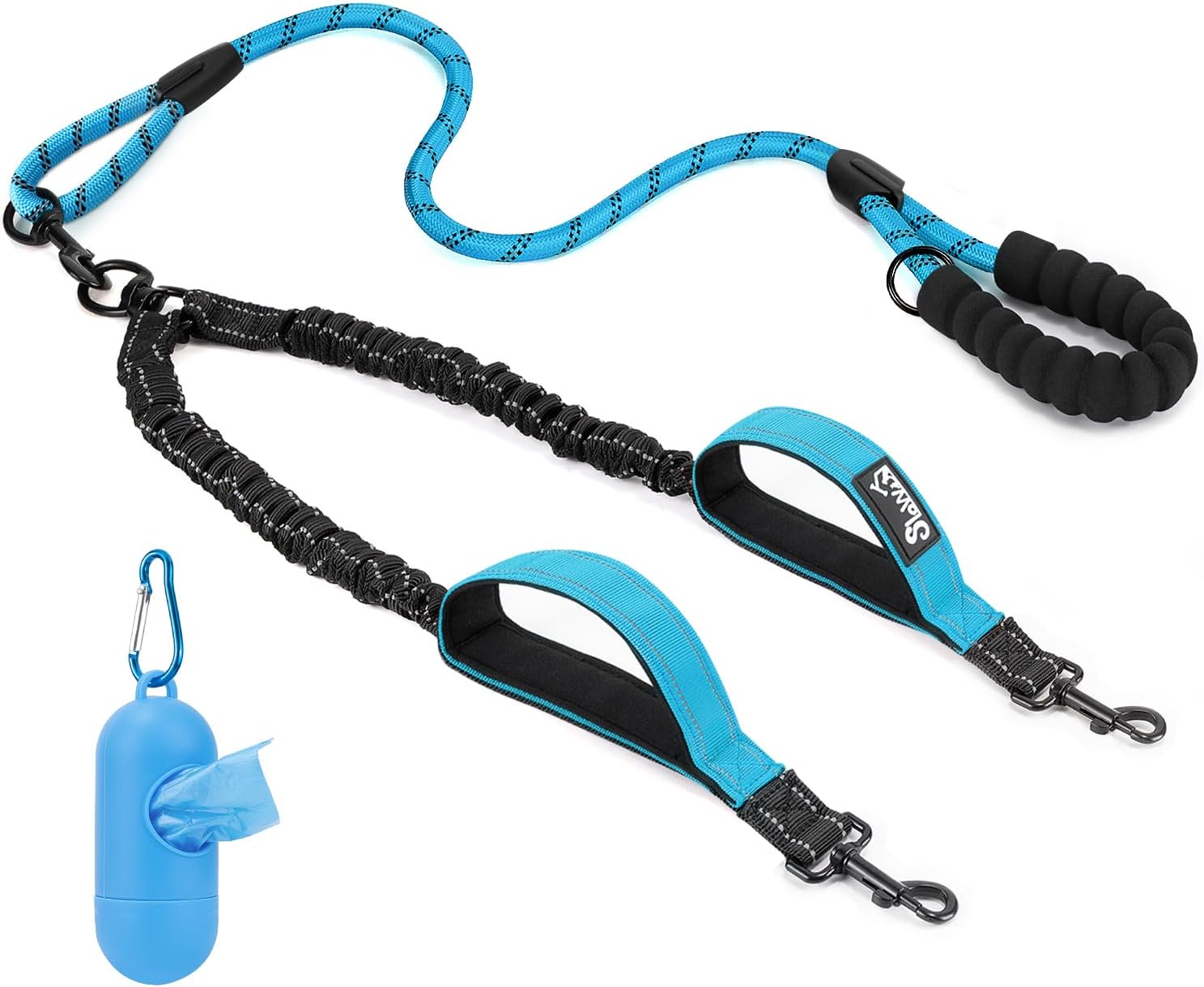 Lukovee Double Dog Leash, No Tangle 360° Swivel Heavy Duty