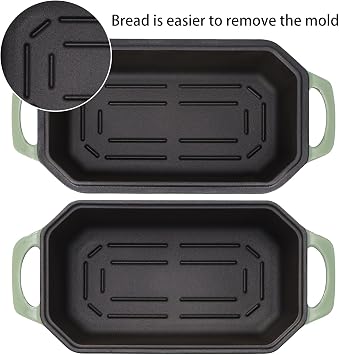 Flavehc Bread Pan Cast Iron Loaf Pan with Lid 9x5 Inch Bread Loaf Pan for Baking Bread Enameled Cast Iron Sourdough Bread Pan