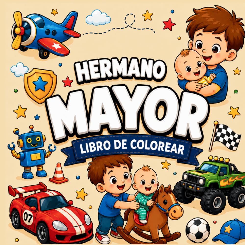 Hermano Mayor Libro de Colorear: Dibujos Fáciles y Adorables para Niños que Esperan un Nuevo Bebé — El Regalo Ideal para Prepararse con Amor y Alegría