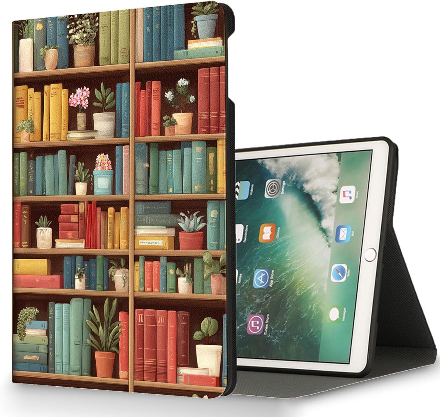 for Samsung Galaxy Tab A 8.4 Model T307 Tablet Case,Auto Wake/Sleep,Adjustable Stand Protective Cover - Bookshelf Plant