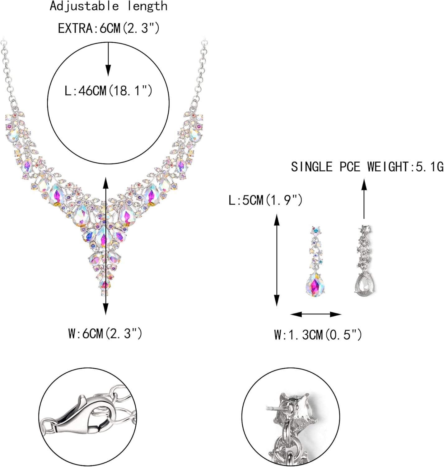 EVER FAITH Bridal Bridesmaid Austrian Crystal Jewelry Set, Statement Flower Teardrop Necklace Drop Dangle Earrings Set - Image 5