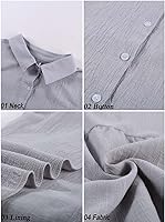 Vista 4 de EVALESS Blusas para mujer, sexy, cuello en V, manga larga, de lino, con botones