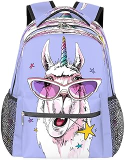 Mochilas para adolescentes meninas meninos alpaca estrela óculos de sol mochila de viagem para mulheres homens bolsas de livros mochilas universitárias para escola, trabalho laptop mochilas resistentes à água mochila para caminhadas, Multicor, Medium