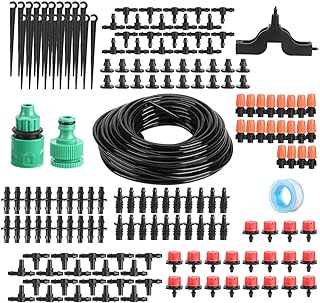 Vbestlife Sistema de irrigação por gotejamento, sistema de irrigação por gotejamento de 20 m, kit de gotejamento automático para irrigação de jardim, varandas, cestas suspensas, terraços, estufas, jardins de cozinha, canteiros de flores