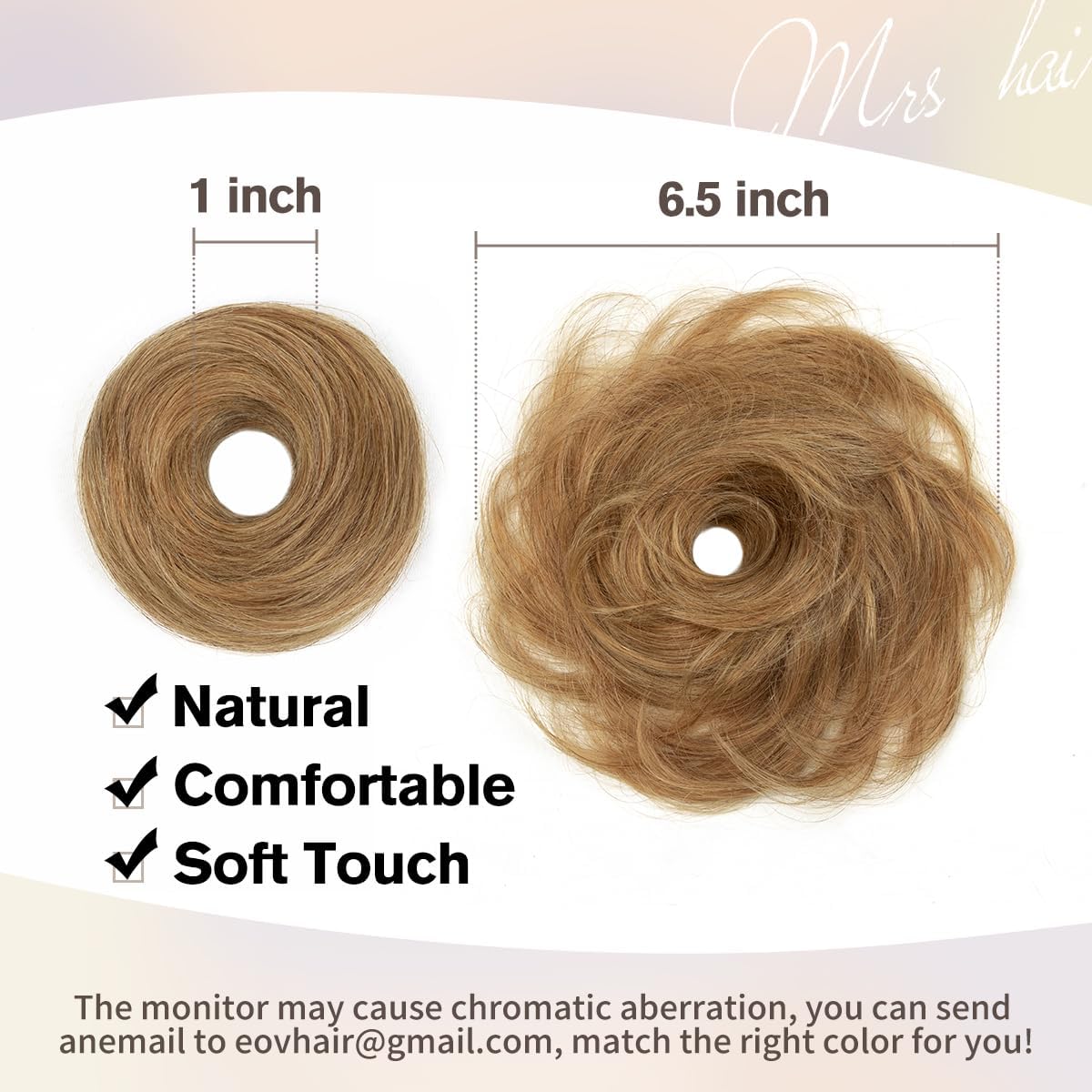 2PCS Hair Buns Fro Women, Honey Brown Messy Bun Hair Piece, Ponytail Hair Extensions Hair Accessories Elastic Easy Scrunchie - Image 2