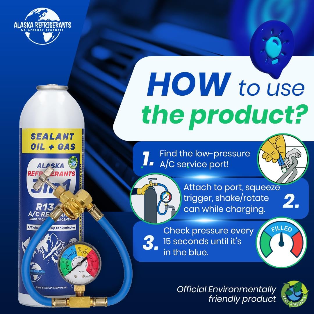 4 x Alaska Refrigerants 3in1 R134a Refrigerante sostitutivo con olio PAG 100 e sigillanti