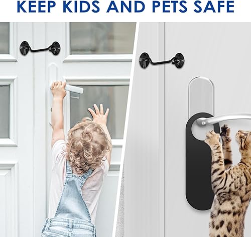 Miniatura 6 de Amabro Pestillo de gancho y ojal de 4 pulgadas, cerradura de puerta de acero inoxidable con tornillos de montaje, cerradura de puerta de granero,