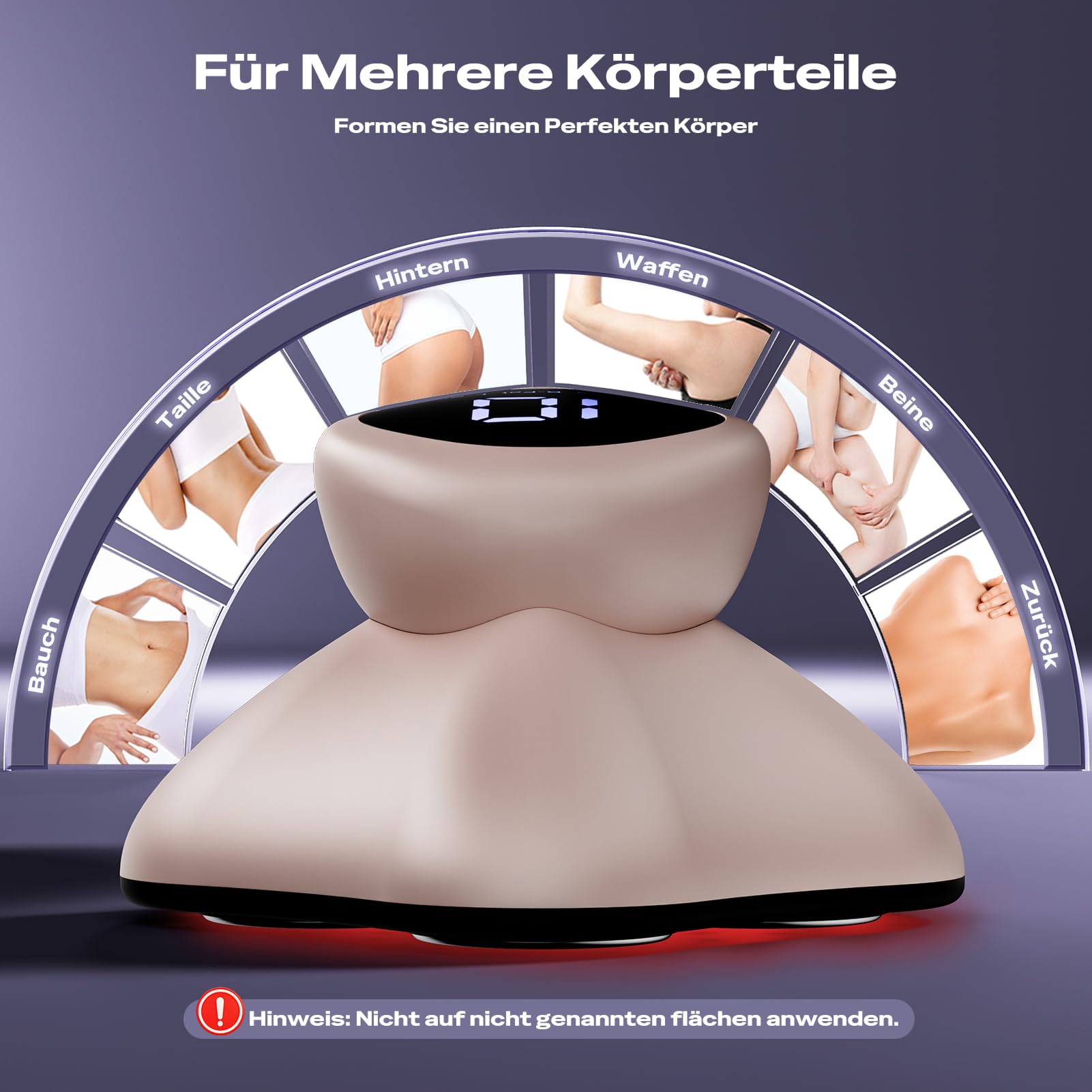 Cellulite Massagegerät, Anti Lipödem Handmassagegerät, Nachgewiesene Wirksamkeit, Kabelloses AntiCellulite Massagegerät mit 4 Massageköpfen,Geeignet für Bauch, Taille, Arme, Beine(Roségold)
