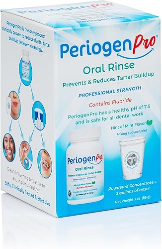 Periogen Enjuague oral profesional, previene y reduce la acumulación de sarro, fuerza profesional, toque de sabor a menta, 3 onzas