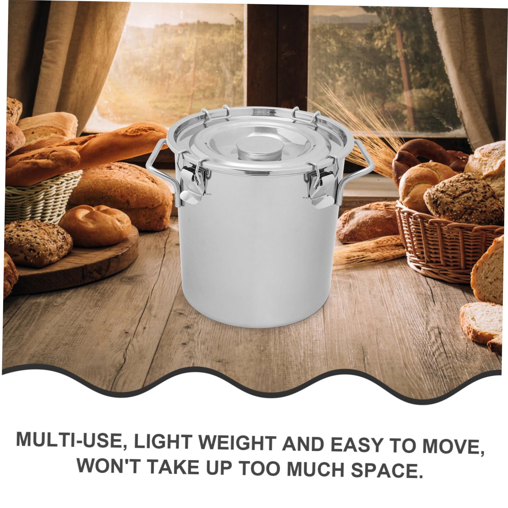DECHOUS Edelstahl Aufbewahrungseimer 6l Silber mit Latch Lock für Küche