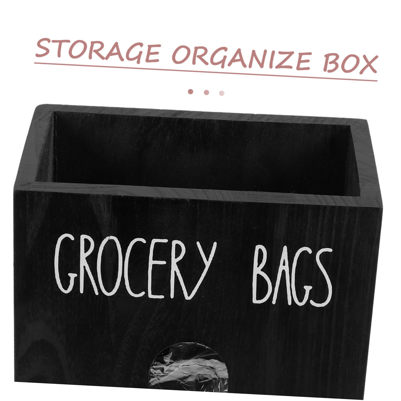 Cabilock Caja de Almacenamiento de Madera dispensador de Almacenamiento de Bolsas de Basura Almacenamiento de la Bolsa de comestibles Porta Bolsa de Basura Negro